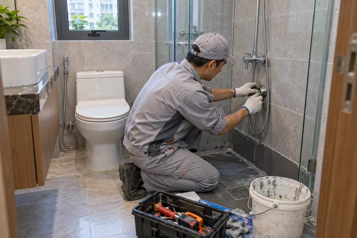 Minh họa sửa chữa và chống thấm phòng tắm