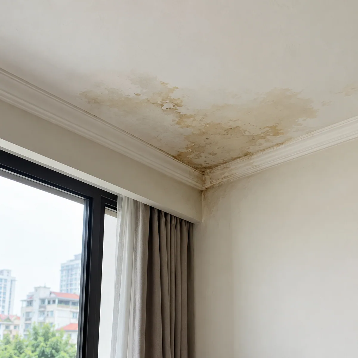 Minh họa trần nhà bị thấm dột