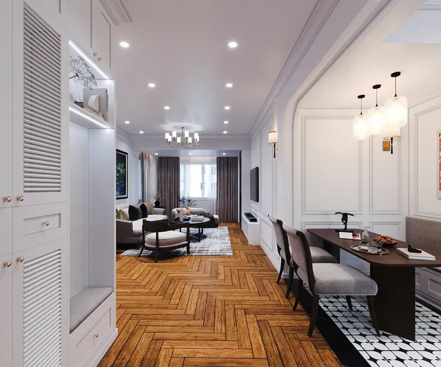 Thi Công Nội Thất Căn Hộ Tân Cổ Điển R4 Times City - Ảnh 4